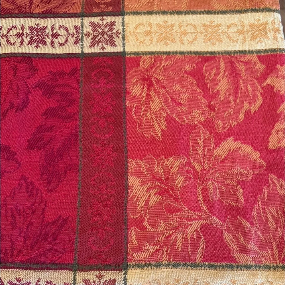 Maple Leaf Jacquard Harvest Tablecloth - Cotton Blend - Jewel Tones    57 X 102